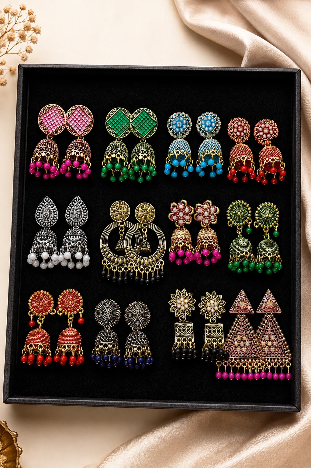Premium 12-Pair Jhumka Gift Box
