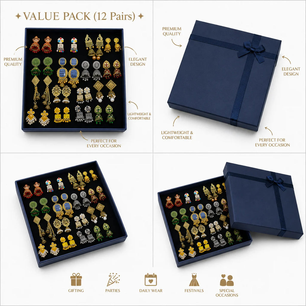 Premium 12-Pair Jhumka Gift Box