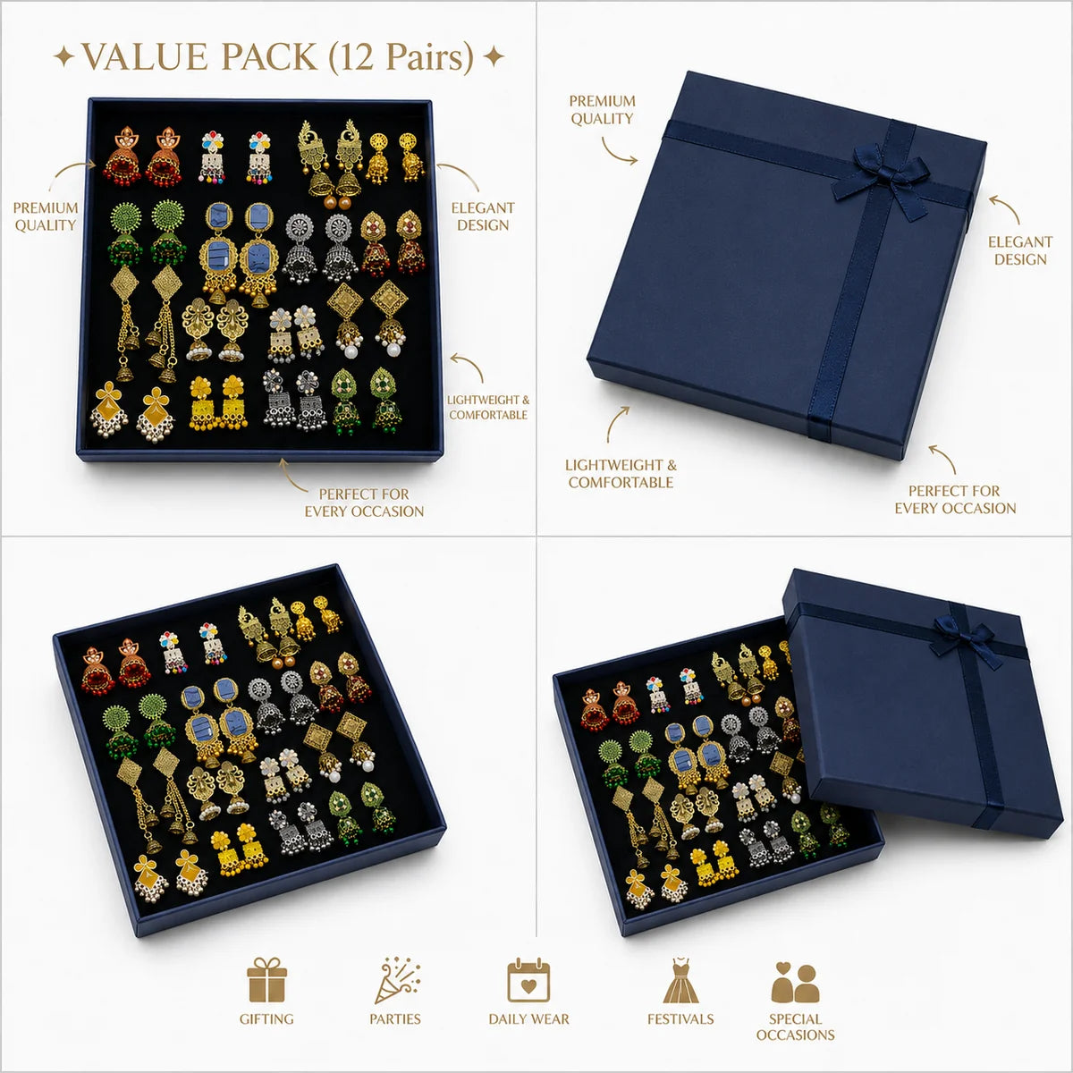 Premium 12-Pair Jhumka Gift Box