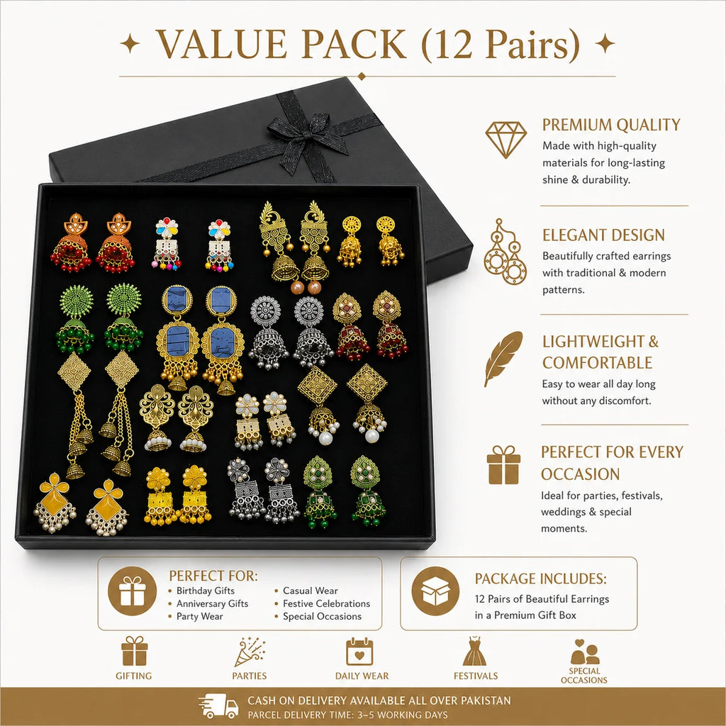 Premium 12-Pair Jhumka Gift Box